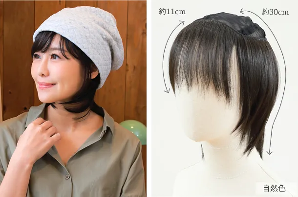 《ショートタイプ》帽子の下に毛付きインナーキャップ